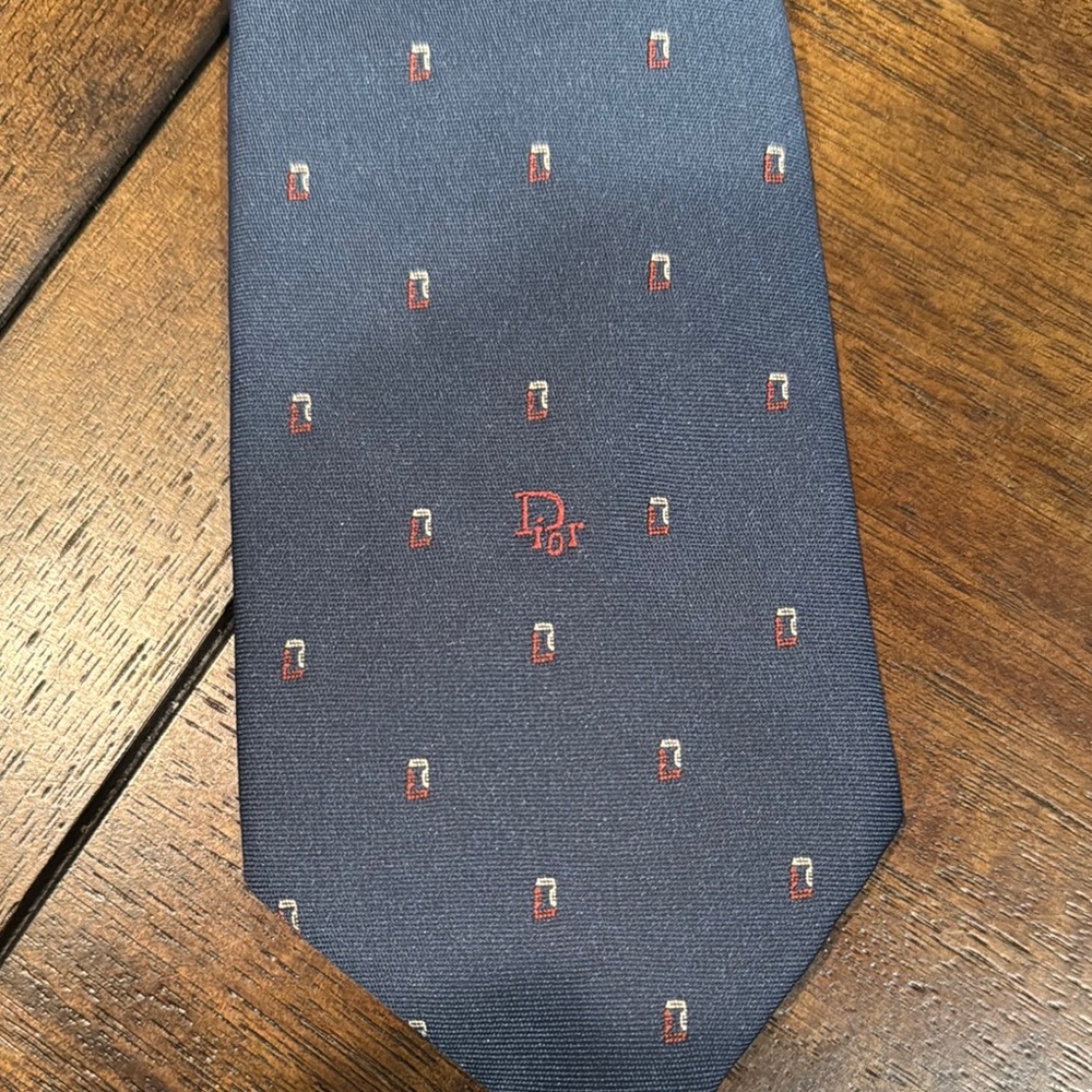 Dior Blue Tie with Subtle Pattern - Picture 3 of 3